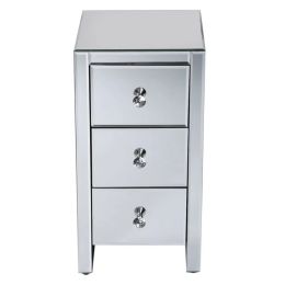 Mirrored Glass Bedside Table With Three Drawers Size S (Option: Defaulttitle)